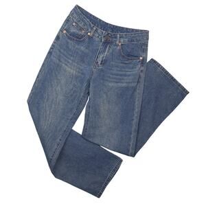 Gaiety Jeans Women's Wide Leg Jeans Sz Small Baggy Medium Wash Blue 90s Y2K